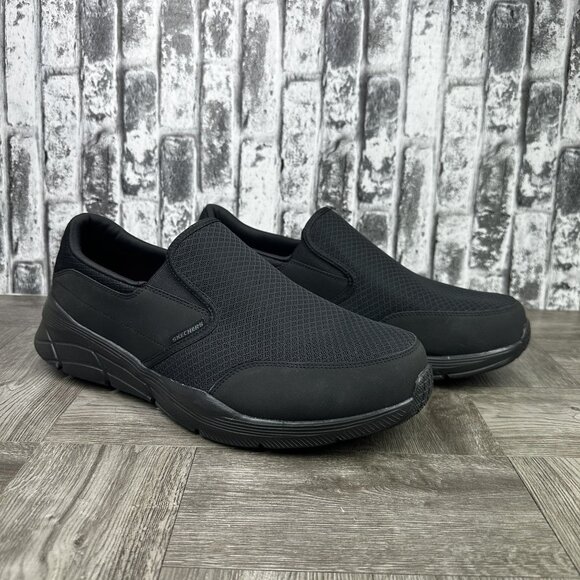 Skechers Equalizer Men size 12 Triple Black Slip On Casual Shoes Wide - Picture 5 of 8